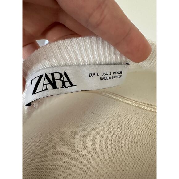 Zara white ribbed see through slouchy sweater top, size small - Picture 7 of 7